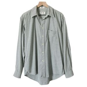 Yves Saint Laurent Men's Pima Cotton Green Check Button Down Shirt Size Large